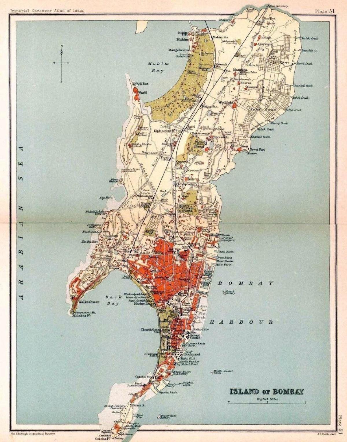 Mumbai - Bombay historische Karte
