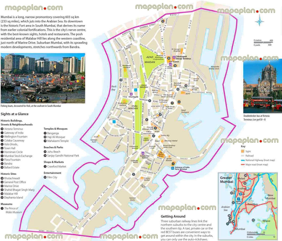 Mumbai - Bombay Sehenswürdigkeiten Karte