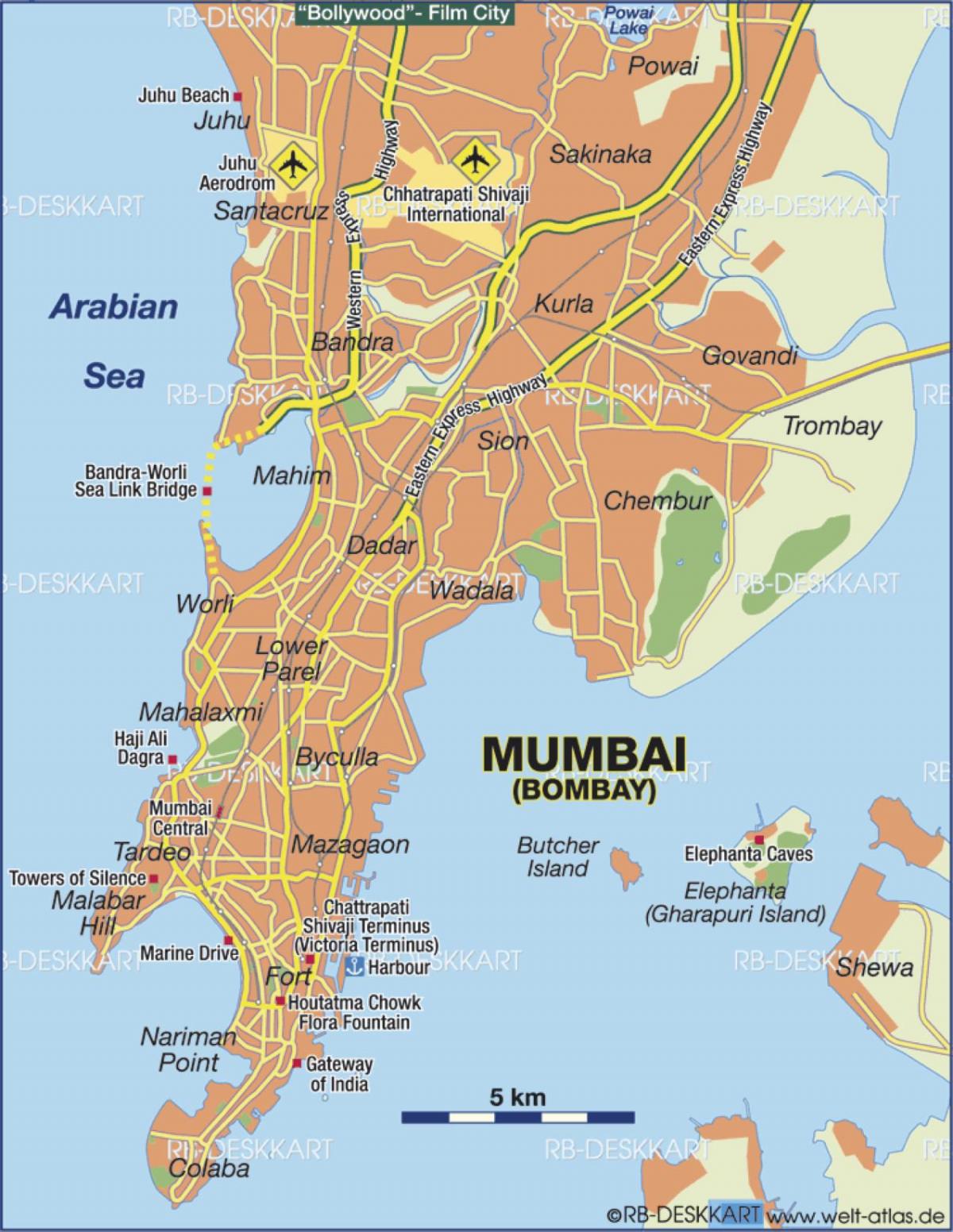 Mumbai - Bombay Flughäfen Karte