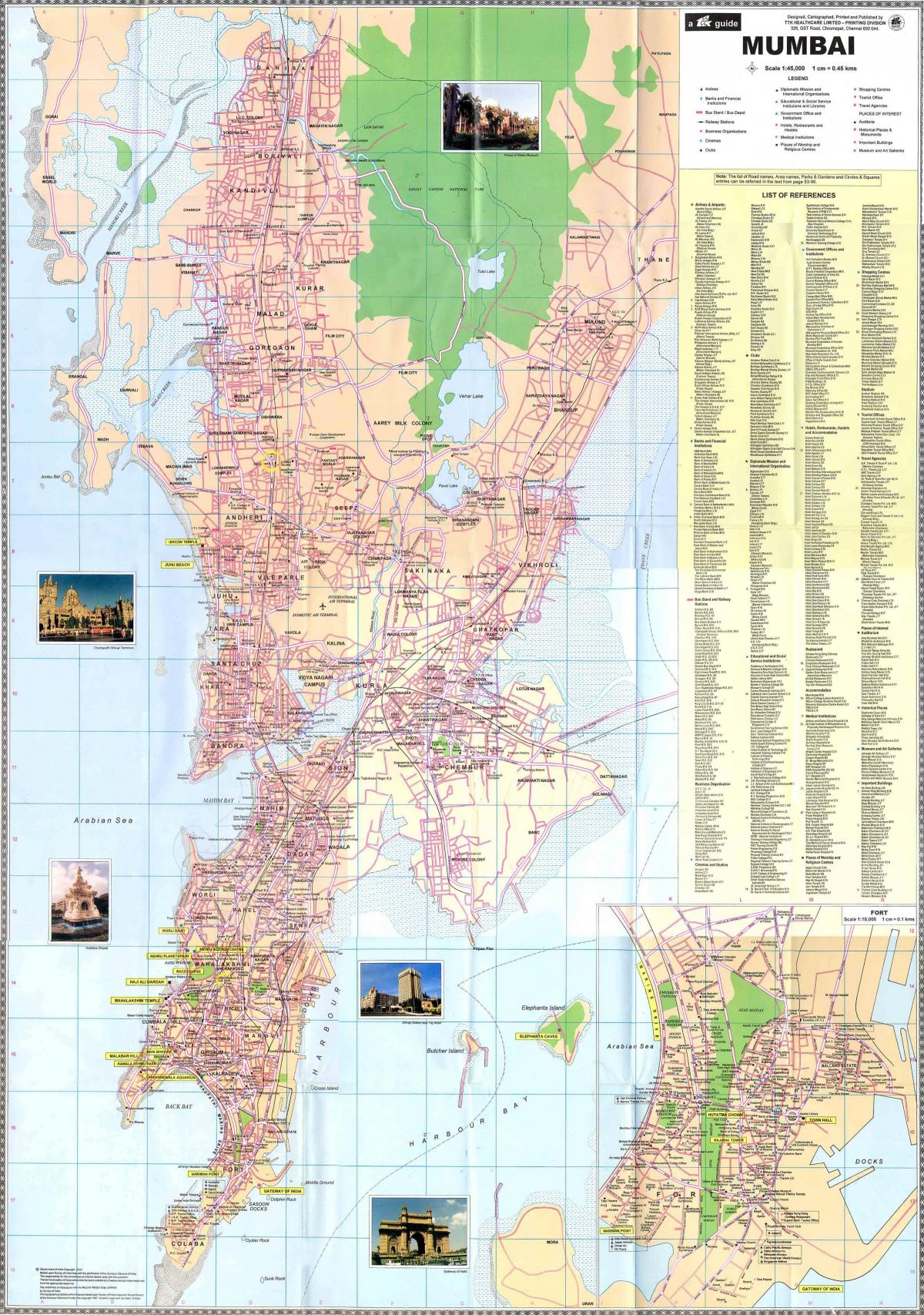 Mumbai - Bombay Stadtzentrum Karte