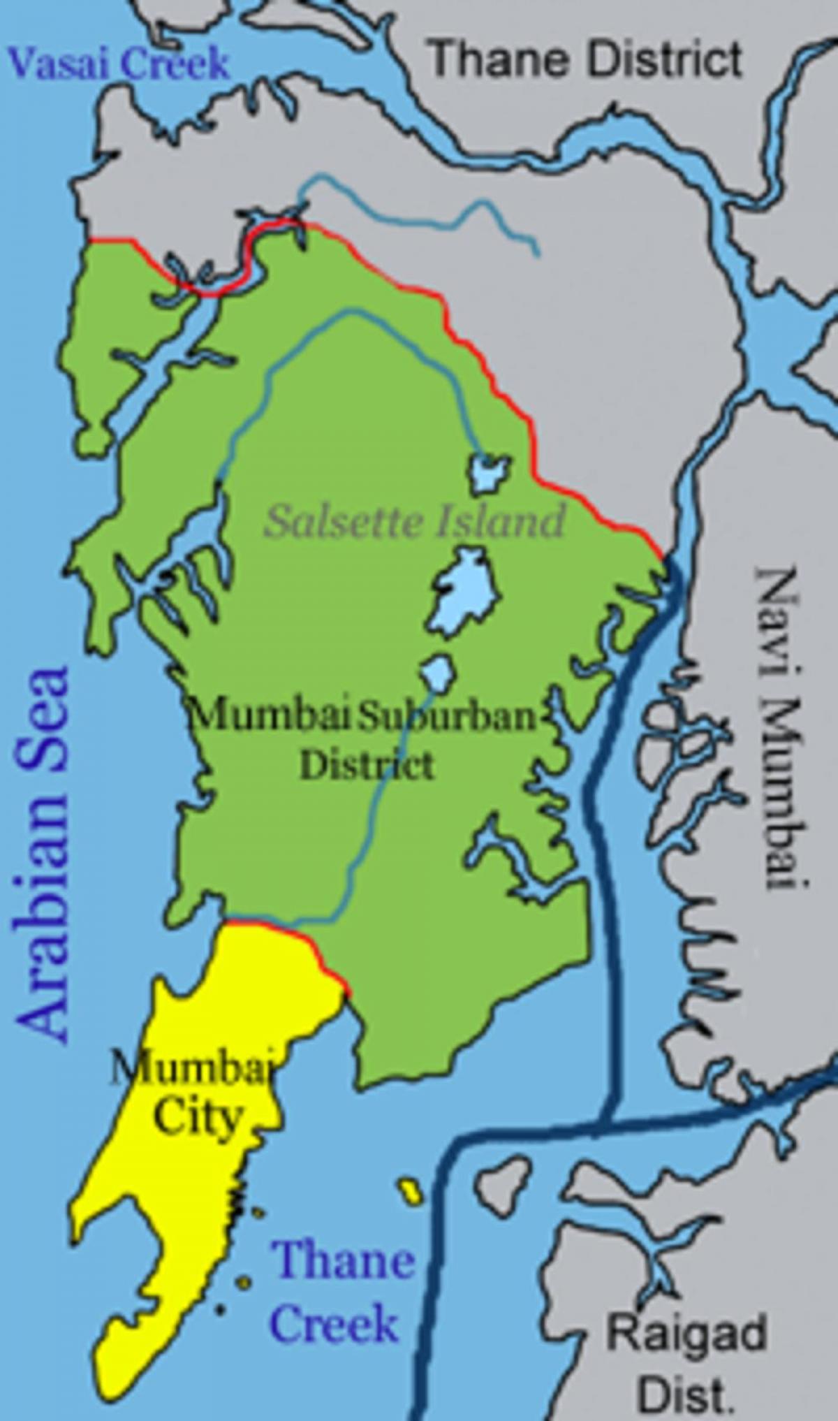 Mumbai - Karte des Bezirks Bombay