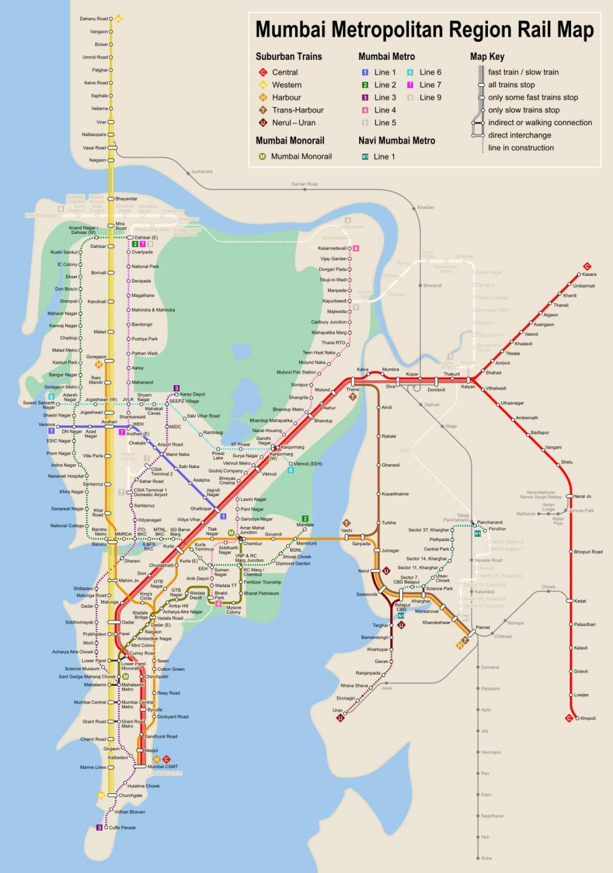Mumbai - Bombay U-Bahn-Station Karte
