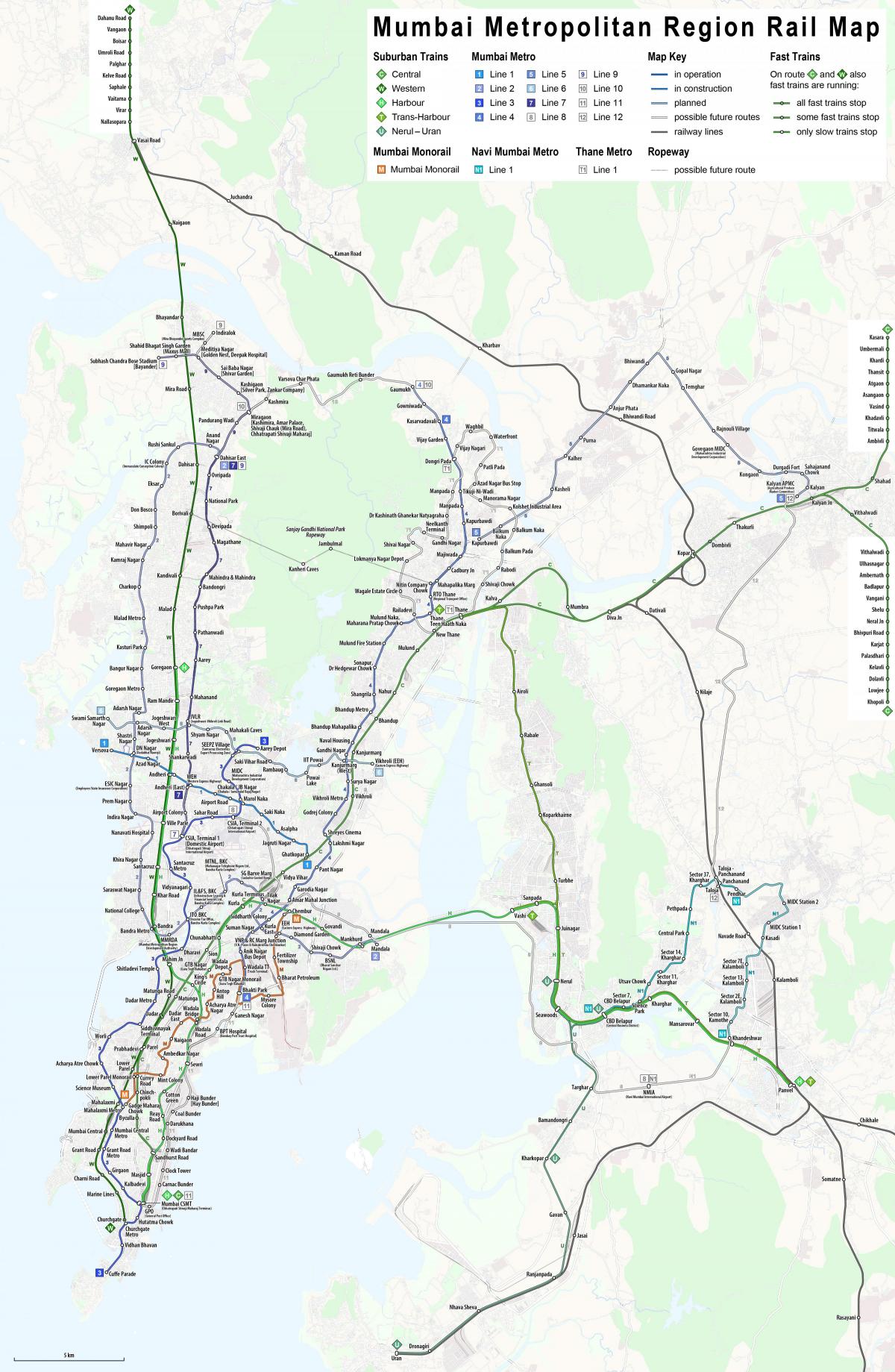 Mumbai - Bombay Bahnhöfe Karte